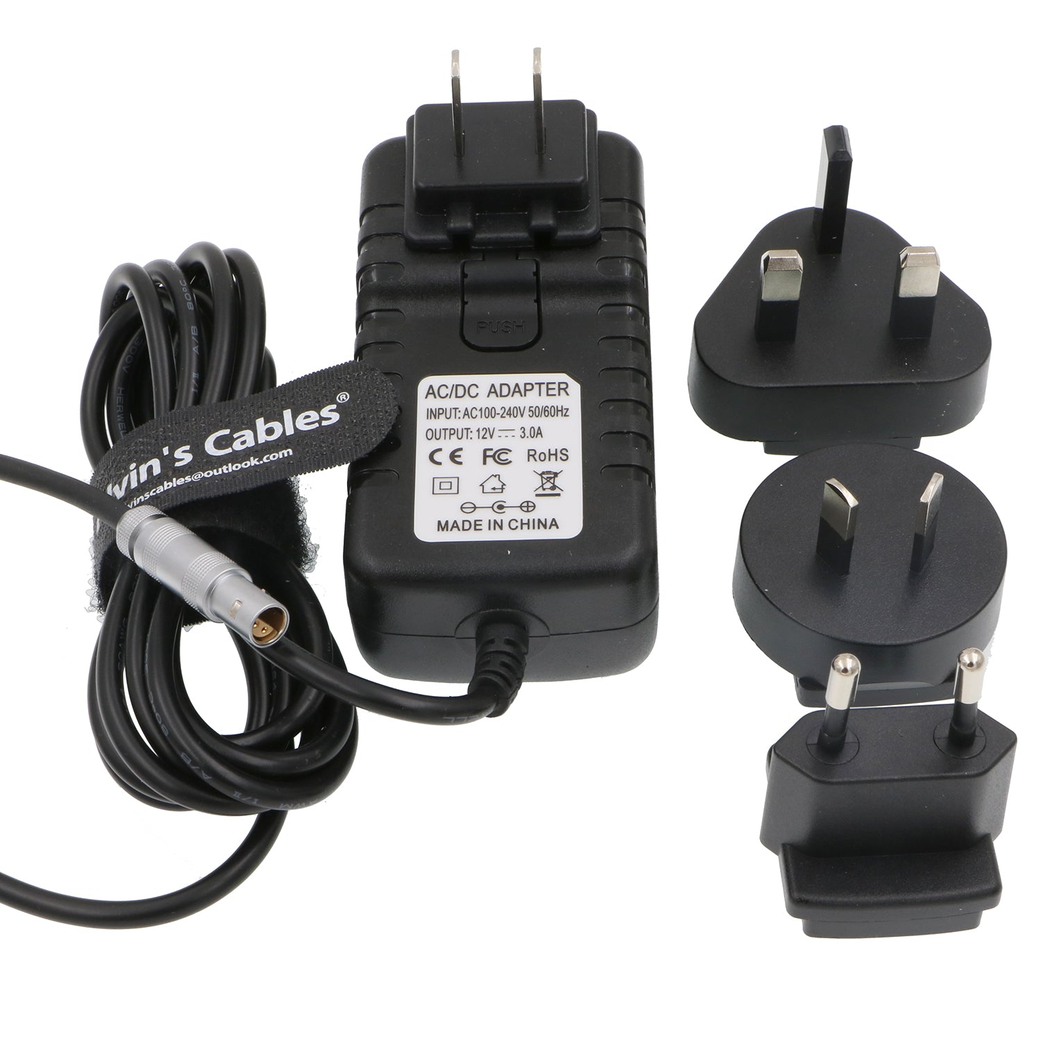 Alvin’s Cables Z Cam E2 Power Adapter Cable FFA 0S 304 4 Pin to Universal AC with US UK EU AU Plugs for Z Cam E2 Camera