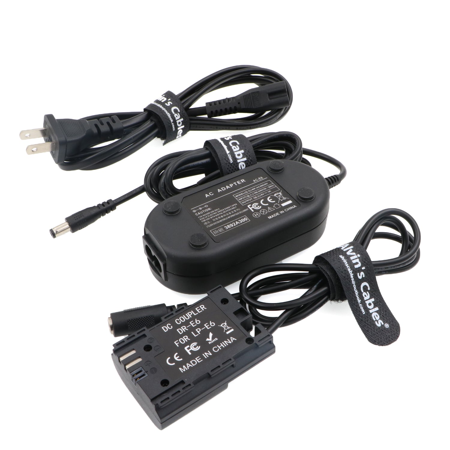Alvin’s Cables ACK E6 Replacement AC Power Adapter Cable Kit Dummy Battery for Canon EOS 5DS R 5D Mark II 5D Mark III 5D Mark Ⅳ 6D 60D 60Da 7D Mark II 70D 80D from AC Outlet Fully Decoded Smart Chip