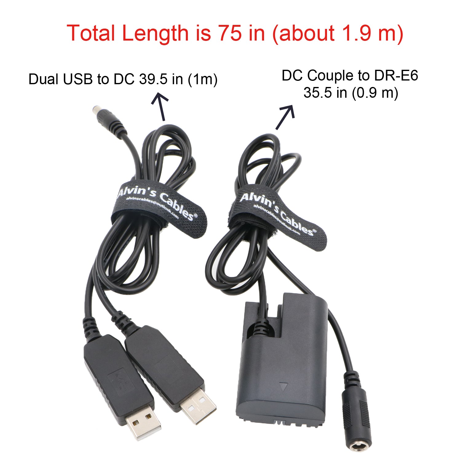 Alvin’s Cables DR E6 DC Coupler Dummy Battery to Dual USB Power Adapter Cable LP E6 Replacement for Canon EOS 5DS R 5D Mark II 5D Mark III 5D Mark Ⅳ 6D 60D 60Da 7D Mark II 70D 80D Fully Decoded