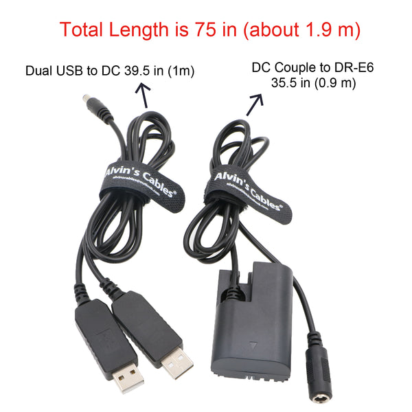 Sømil Rationel Medalje Alvin's Cables DR E6 DC Coupler Dummy Battery to Dual USB Power Adapte