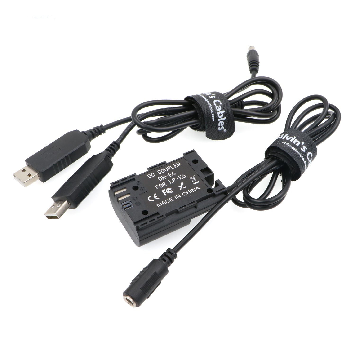 Alvin’s Cables DR E6 DC Coupler Dummy Battery to Dual USB Power Adapter Cable LP E6 Replacement for Canon EOS 5DS R 5D Mark II 5D Mark III 5D Mark Ⅳ 6D 60D 60Da 7D Mark II 70D 80D Fully Decoded