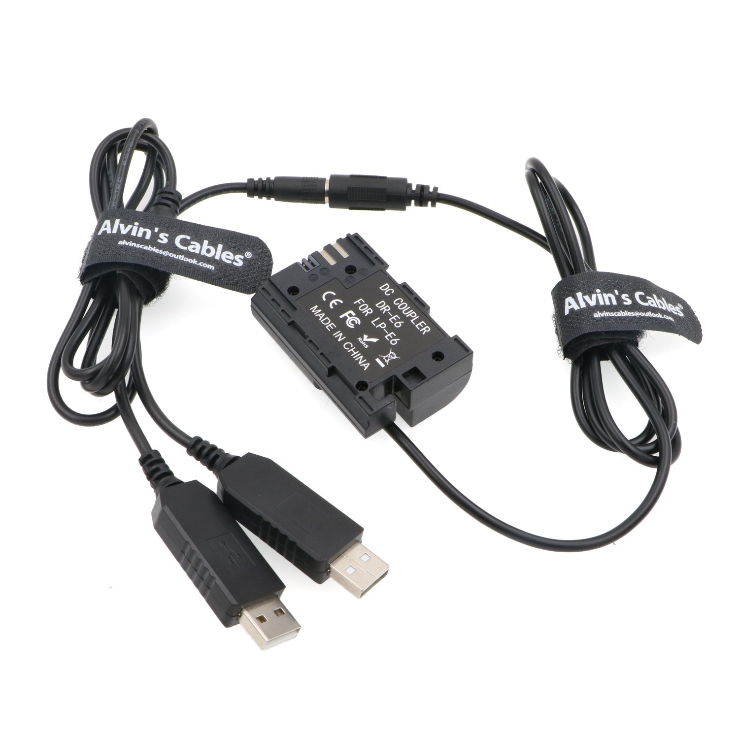 Alvin’s Cables DR E6 DC Coupler Dummy Battery to Dual USB Power Adapter Cable LP E6 Replacement for Canon EOS 5DS R 5D Mark II 5D Mark III 5D Mark Ⅳ 6D 60D 60Da 7D Mark II 70D 80D Fully Decoded