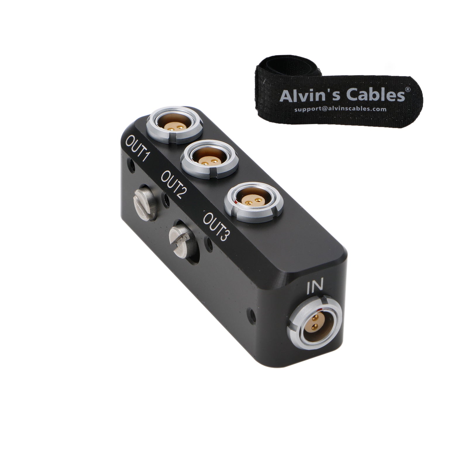 Alvin's Cables 4X 2-Pin In/Out 0B 302 Mini Splitter Cable Upgraded 2-Pin-Female Input to 3X 2Pin Output Power-Supply-Distributor-Box for Arri Alexa|Steadicam|Teradek Bond|SmallHD with Adjustable-Screw