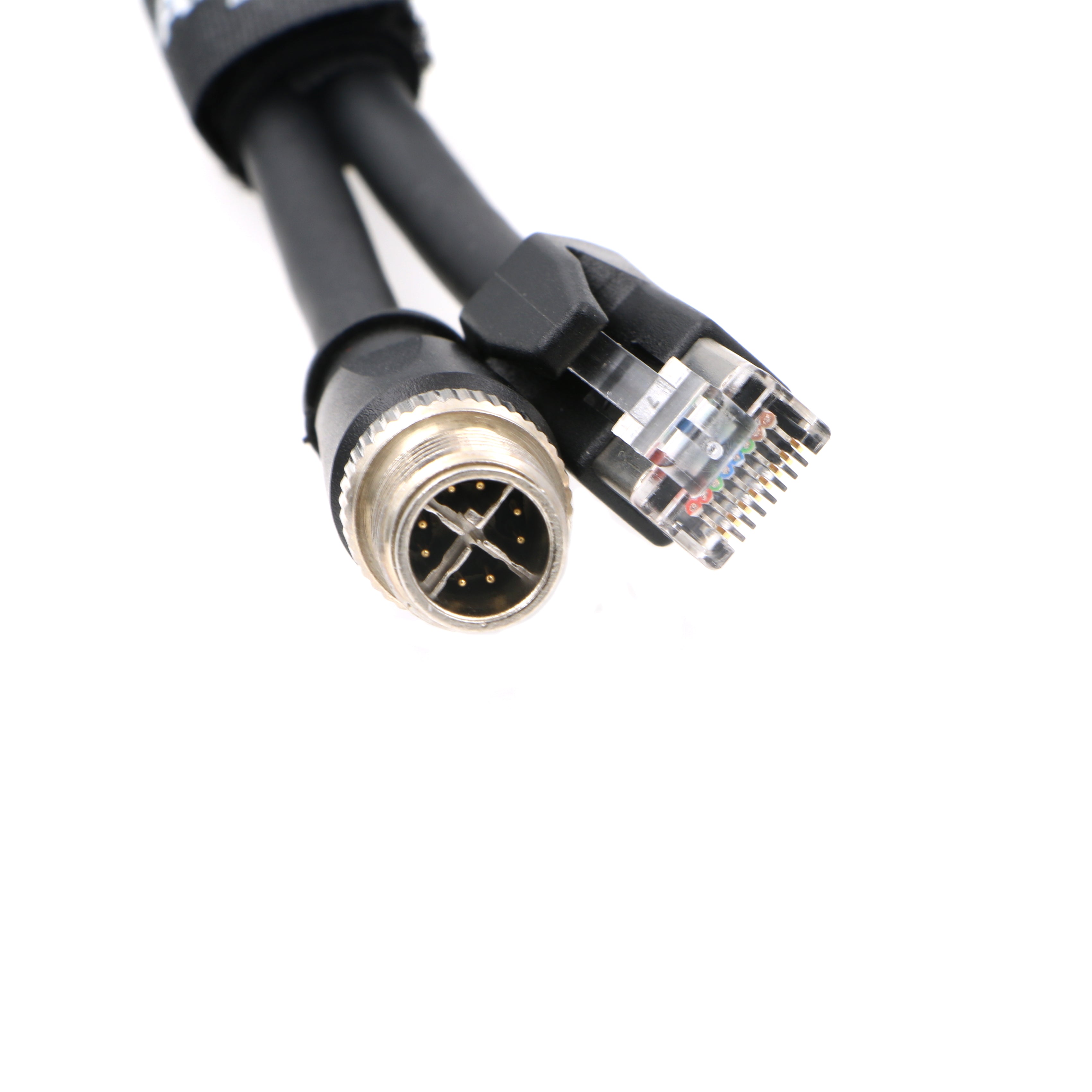 Alvin’s Cables M12 8 Position X Code to RJ45 CCB-84901-2001-03 Ethernet Cable for Cognex in Sight 8200 8400 Series P67 Waterproof  Black