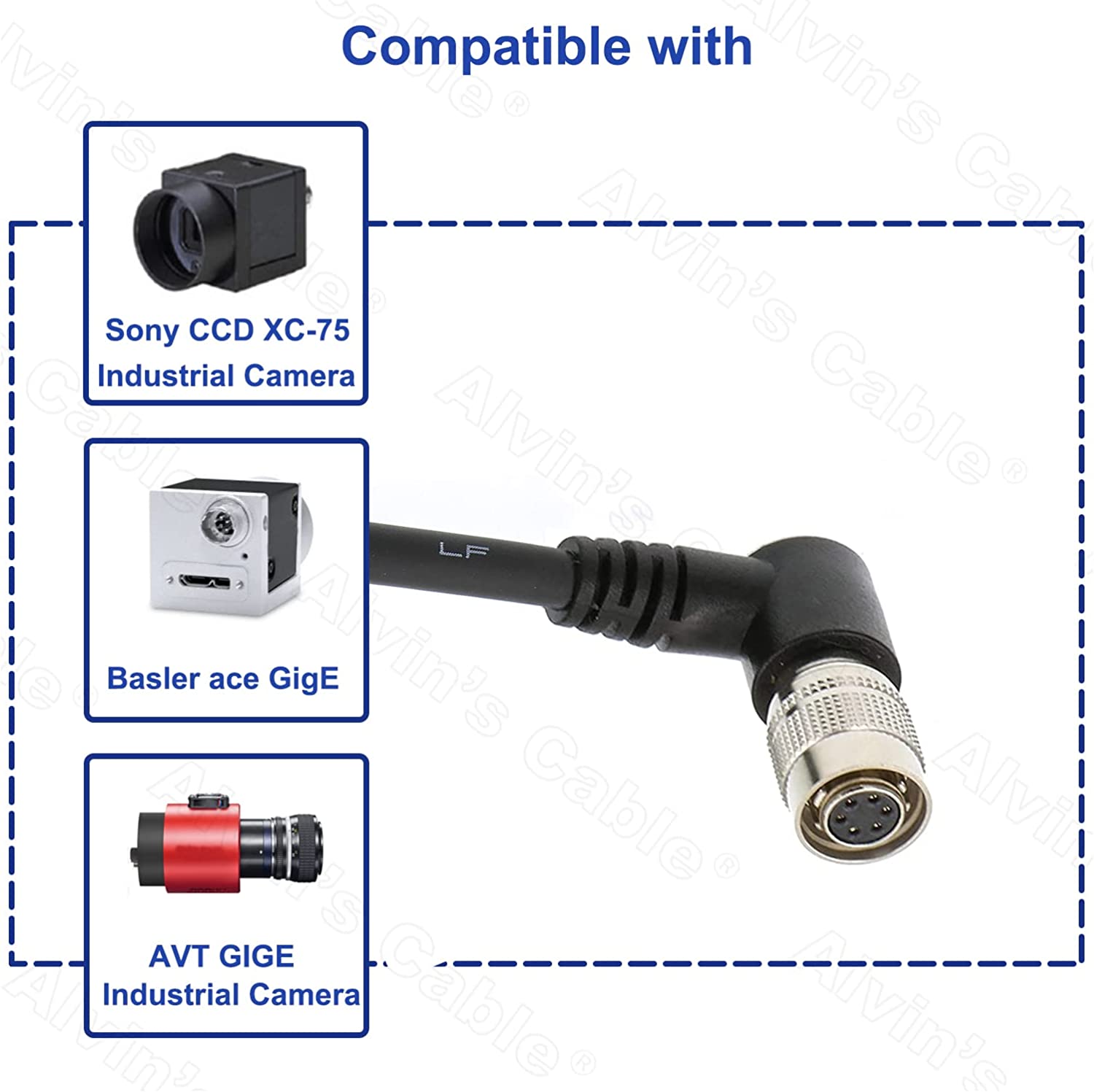Alvin’s Cable Hirose 6 Pin Female HR10A-7P-6S to Flying Lead Power I/O Cable for Basler GIGE AVT for Sony CCD Camera