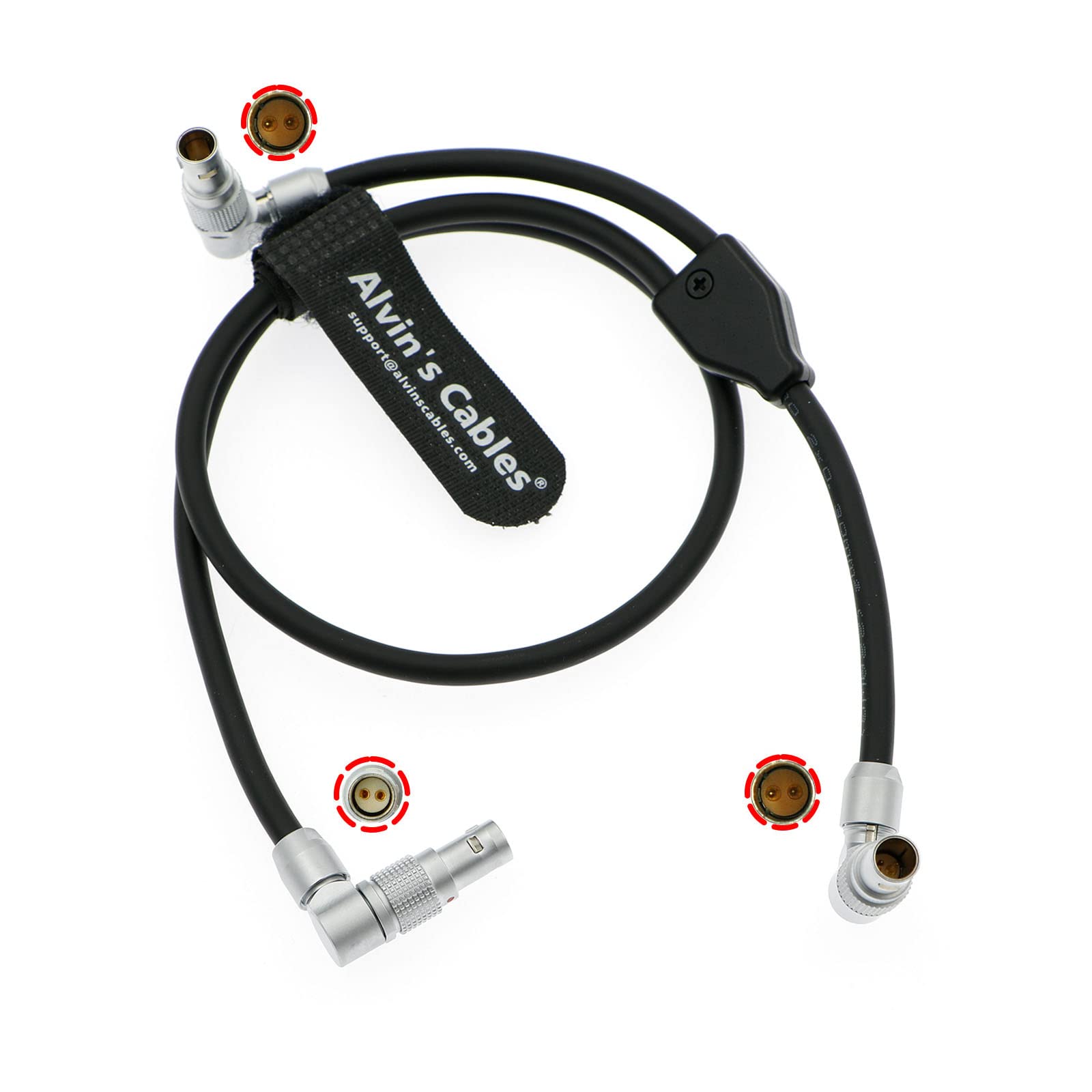 Alvin's Cables Power Cable for DJI RS2 RSC RS3 Pro| RED-Komodo Rotatable 2 Pin Male to Adjustable 2 Pin Male & 2 Pin Female Y Cable for Tilta Float Gimbal Support System