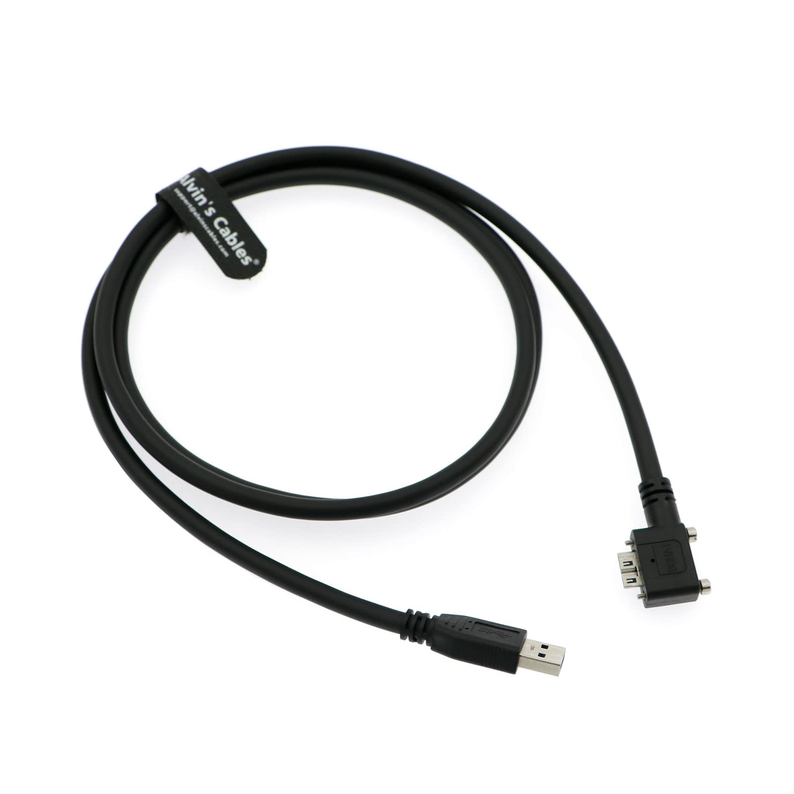 Alvin&#39;s Cables USB 3.0 Data-Cable USB-A to Micro-B Left Angle with Dual Locking-Screws High-Flex Cable Shielded-Cable for Industrial Camera Vision Camera 1.5M|4.9ft