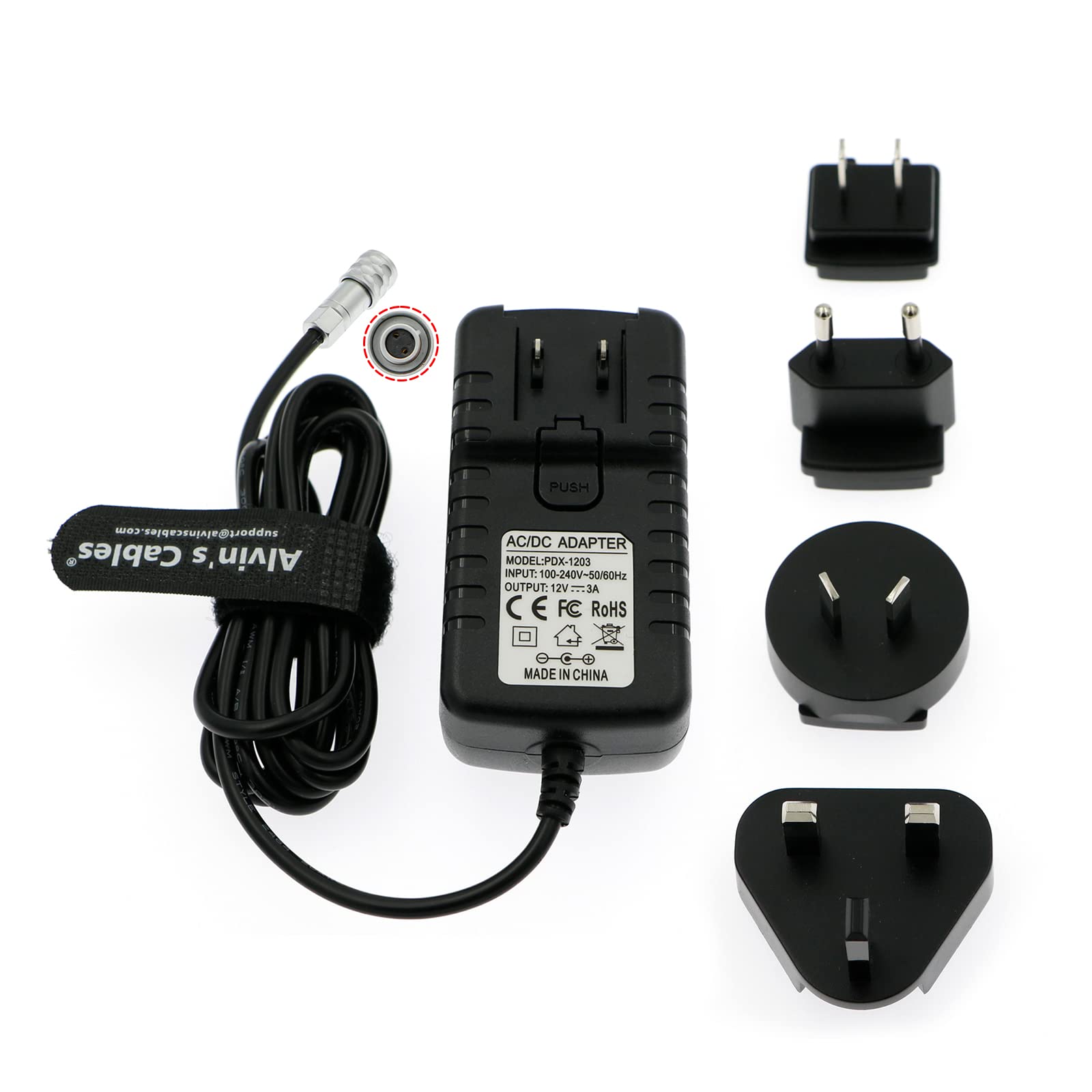 Alvin&#39;s Cables Universal AC with UK EU AU US Plugs Adapter Converter Power Cable for Z CAM E2 Flagship Teradek Cube Hollyland Cosmo 600