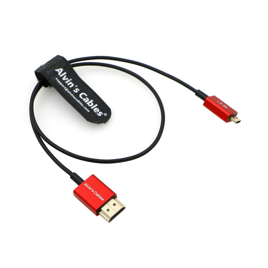 Alvin's Cables 8K 2.1 HDMI Cable Micro-HDMI to HDMI Cable Ultra-Thin 48Gbps High-Speed for Atomos-Ninja-V 4K-60P Record for Canon-R5C|R5|R6 for Sony a7R a7 IV Cameras