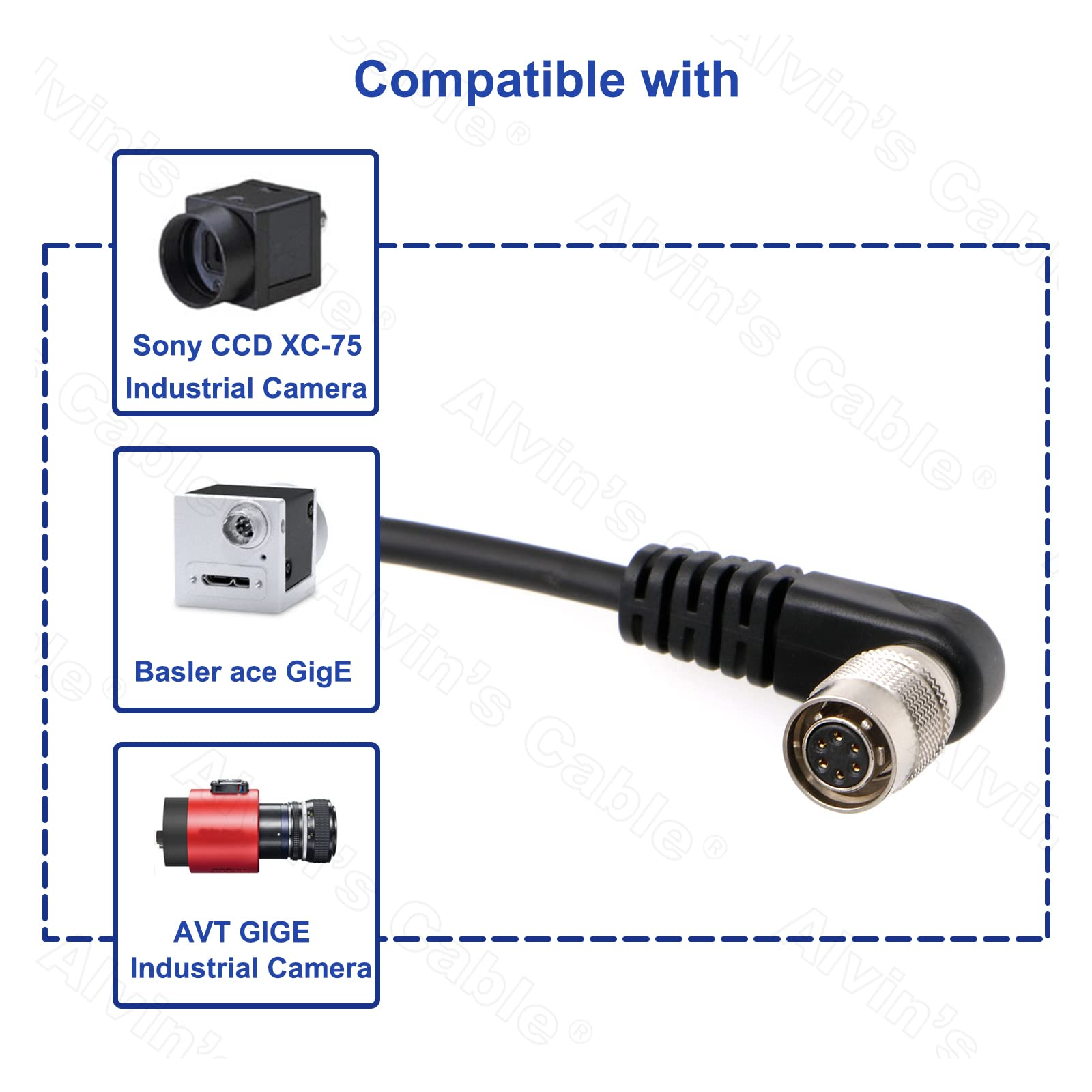 Alvin’s Cable Hirose 6 Pin Female HR10A-7P-6S to Flying Lead Power I/O Cable for Basler GIGE AVT for Sony CCD Camera