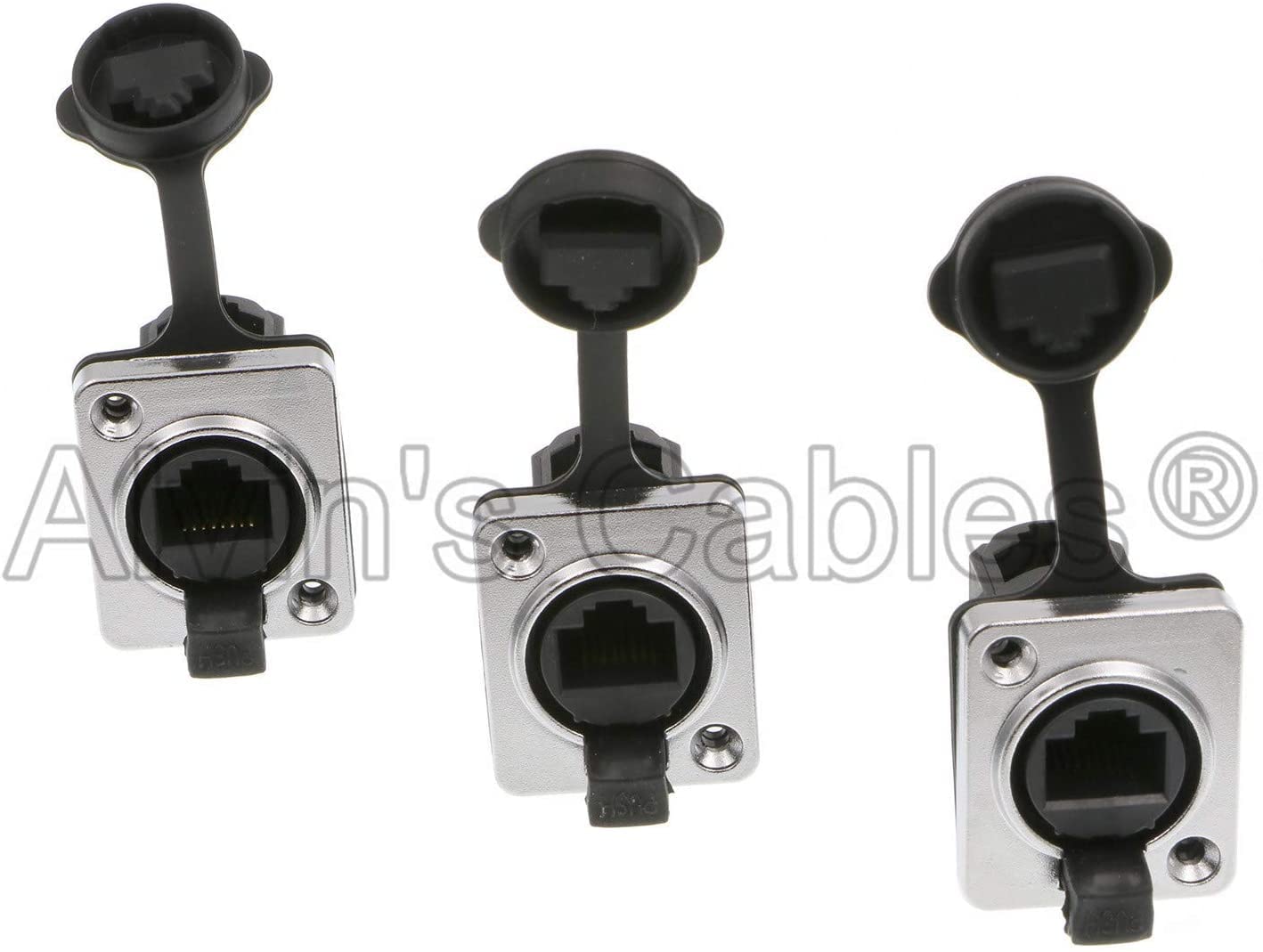 Alvin&#39;s Cables 3 Pcs RJ45 Waterproof Coupler Socket Connector IP65 Ethernet Panel Mount RJ45 Connector