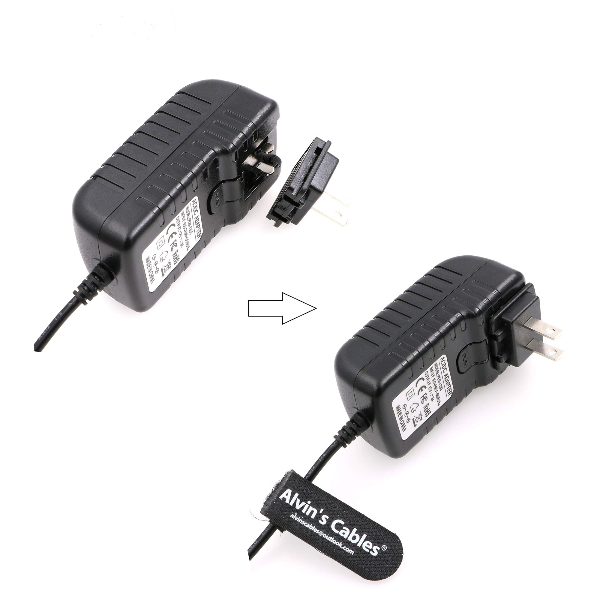 Alvin&#39;s Cables Universal AC with UK EU AU US Plugs Adapter Converter Power Cable for Z CAM E2 Flagship Teradek Cube Hollyland Cosmo 600