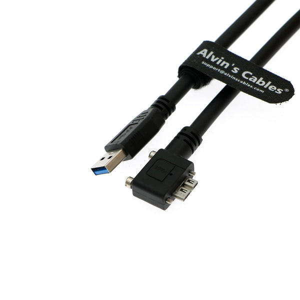 Alvin's Cables USB 3.0 Data-Cable USB-A to Micro-B Right Angle with Dual Locking-Screws High-Flex Cable Shielded-Cable for Industrial Camera Vision Camera 1.5M|4.9ft