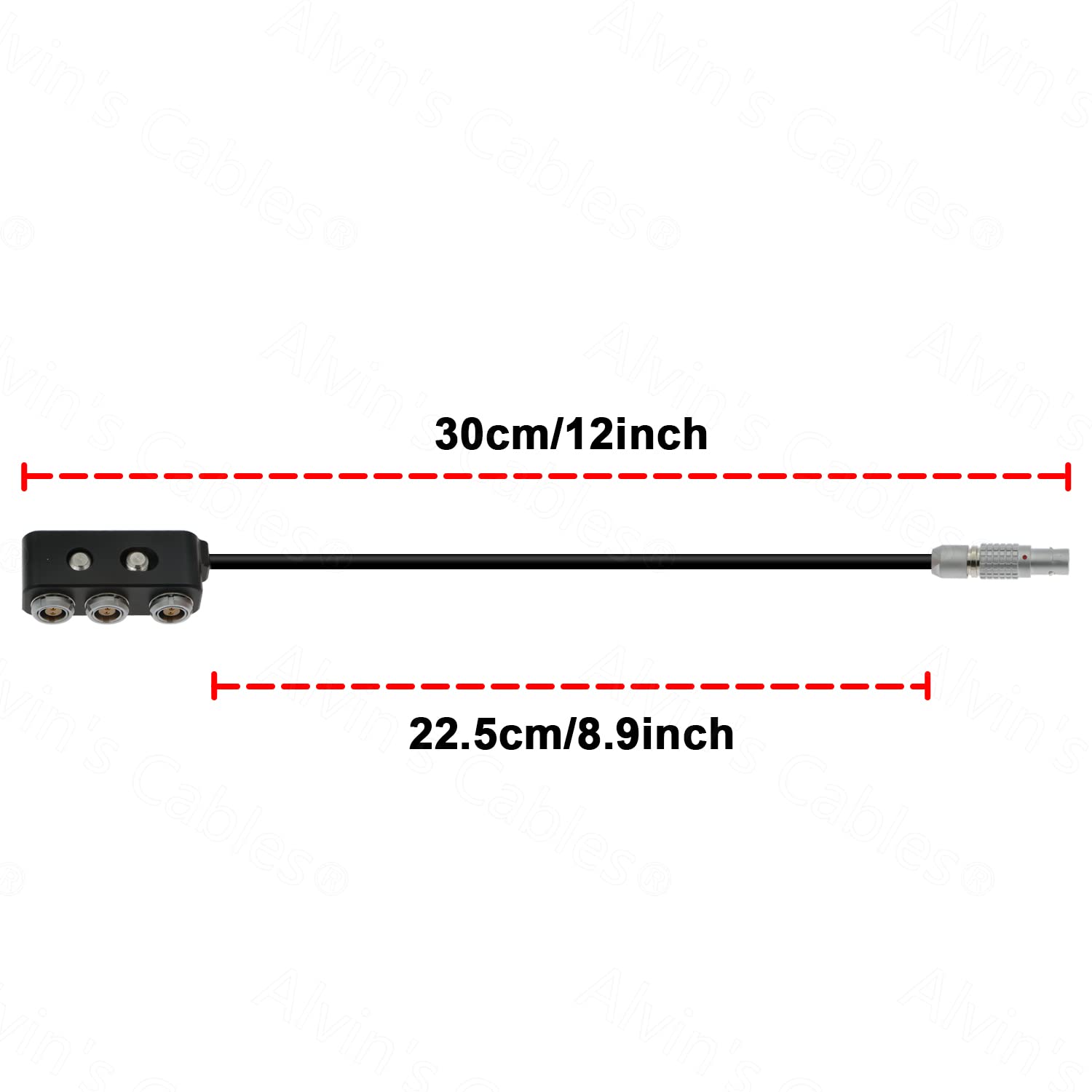 Alvin&#39;s Cables 1 to 3 Mini Power Splitter Box Cable for Redrock Micro Power Pack 12V 3 Pin Male to 3 Ports 2 Pin Female for ARRI Teradek 30cm|12 inches